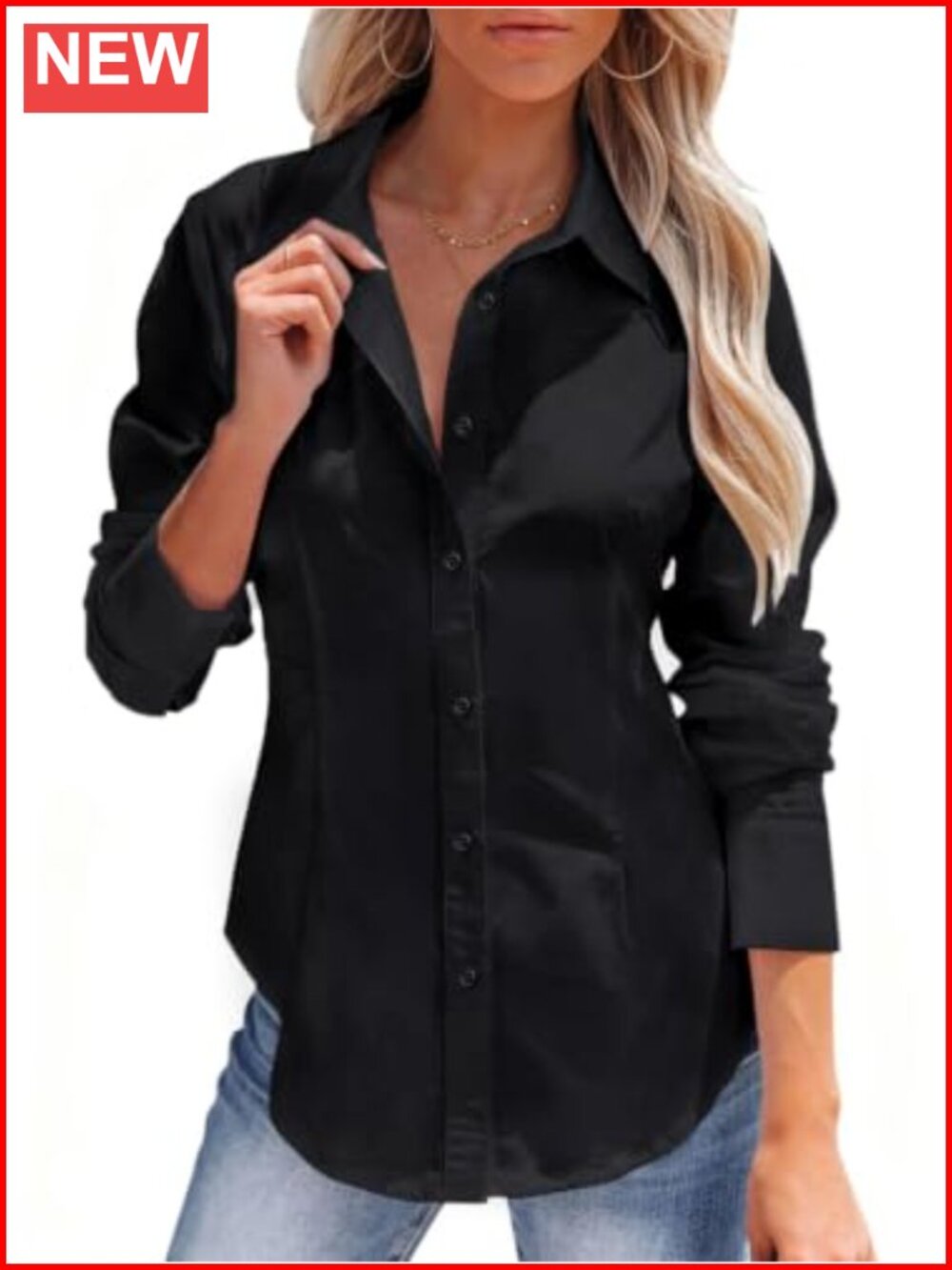 Women's Wrinkle Free Button Down Long Sleeve Dress Shirt Slim Fit Work Blouse